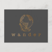 Wander Reiseangebot und Globe in Schwarz und Gold Postkarte (Vorderseite)