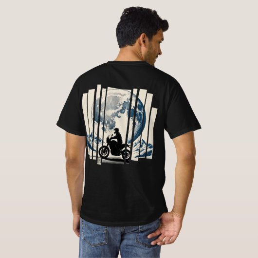 Wander, Ride, wiederholen moto boho T-Shirt (Schwarz voll)