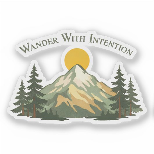 Wander With Intention Mountain Sticker (Vorderseite)