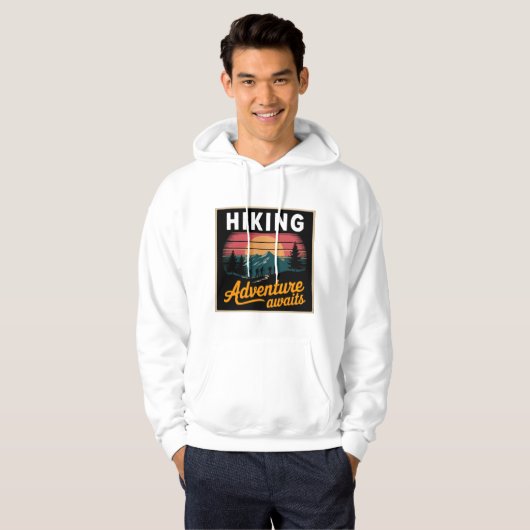Wanderabenteuer wartet auf Vintages Design Hoodie (Vorne ganz)