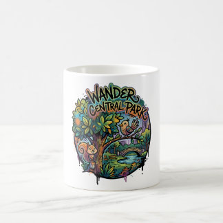Wandere durch Central Park Launiger Eichhörnchen u Kaffeetasse