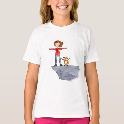 Wanderer ABCs Mädchen auf Felsen-T - Shirt (Vorderseite)