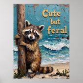 Wanderer am Strand: Raccoon an der Post Poster (Vorne)