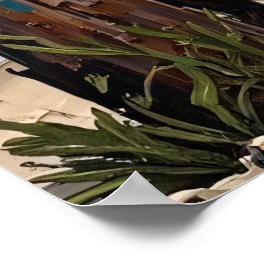 Wanderer am Strand: Raccoon an der Post Poster (Ecke)