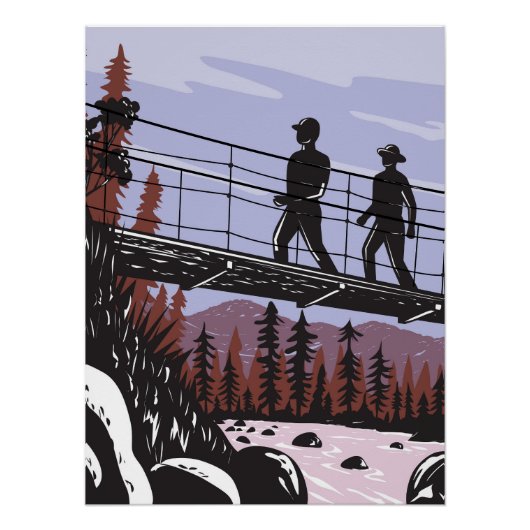Wanderer auf der Swinging Bridge in Yosemite WPA Poster (Vorderseite)