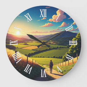 Wanderer des Camino de Santiago auf dem Weg bei So Große Wanduhr