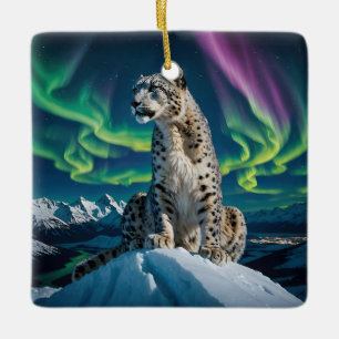 „Wanderer des nördlichen Himmels“ – Schneeleoparde Keramikornament
