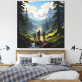Wanderer, die durch den Wald wandern Leinwanddruck (Insitu (Schlafzimmer))