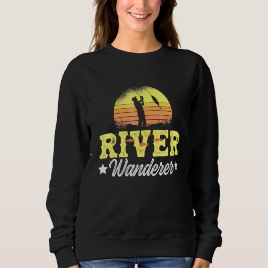 Wanderer Fischen im Fluss Sweatshirt (Vorderseite)