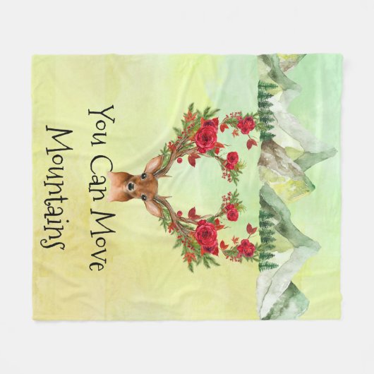 Wanderer-Fleece-Decke mit Bergen und Deer Fleecedecke (Vorderseite (Horizontal))