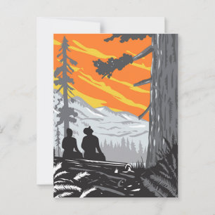 Wanderer im Jedediah Smith Redwoods State Park WPA Postkarte