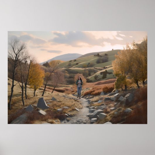 Wanderer in den Hügeln Poster (Vorne)