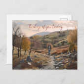 Wanderer in den Hügeln Postkarte (Vorne/Hinten)