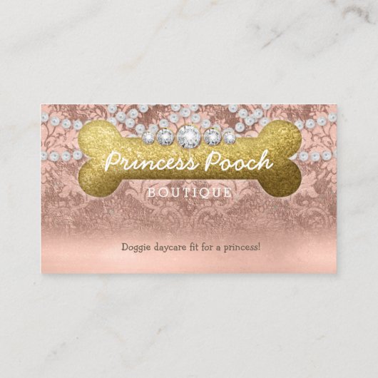 Wanderer-Knochen-Rosen-Gold Prinzessin-Pooch Dog Visitenkarte (Rückseite)