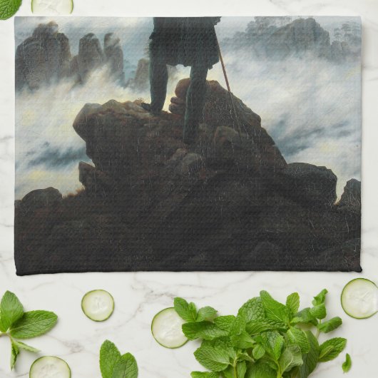 Wanderer über dem Nebel-Meer, Friedrich Geschirrtuch (Gefaltet)