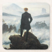 Wanderer über dem Nebel-Meer, Friedrich Rechteckiger Pappuntersetzer (Vorderseite)