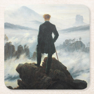 Wanderer über dem Nebel-Meer, Friedrich Rechteckiger Pappuntersetzer