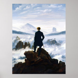 Wanderer über dem Nebelmeer, Caspar D Friedrich  Poster