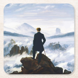 Wanderer über dem Nebelmeer, Caspar D Friedrich Rechteckiger Pappuntersetzer
