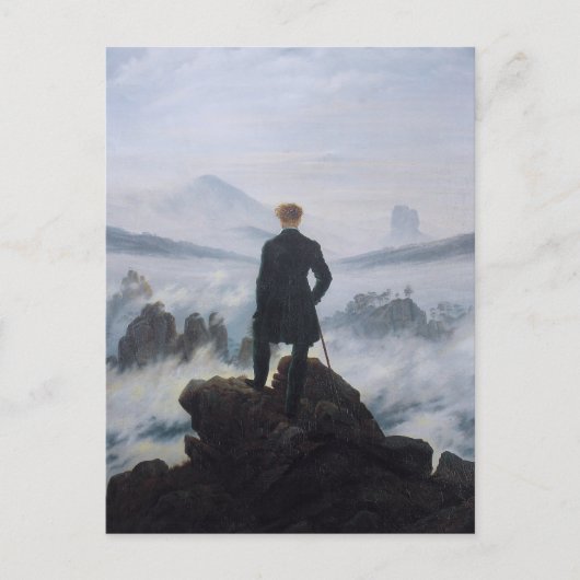 Wanderer über dem Nebelmeer Postkarte (Vorderseite)