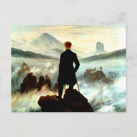 Wanderer über dem Nebelmeer von Caspar David Frie Postkarte (Vorderseite)