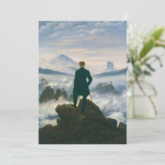 Wanderer über dem Nebelmeer von Caspar Friedrich Dankeskarte (Stehend Vorderseite)