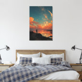 Wanderer Under Giant Crescent Moon Leinwanddruck (Insitu (Schlafzimmer))