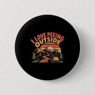 Wanderer Wandern Retro Vintage Ich liebe es, drauß Button