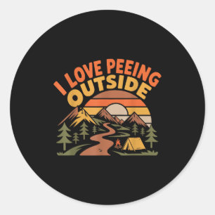 Wanderer Wandern Retro Vintage Ich liebe es, drauß Runder Aufkleber