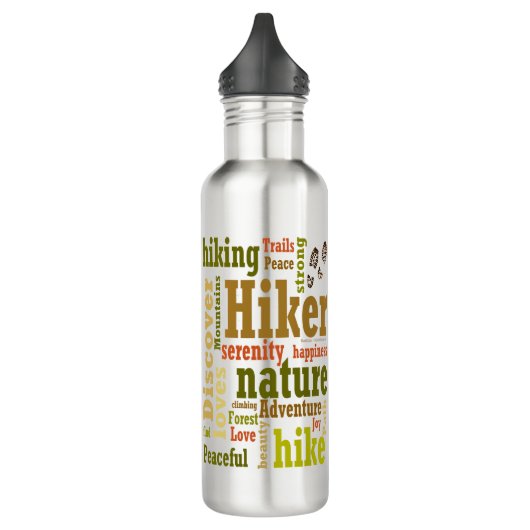 Wanderer Wandern Word Cloud Water Flasche Edelstahlflasche (Links)