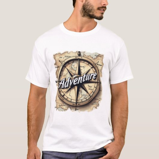 "Wanderer's Map: Neue Gebiete kartieren T-Shirt (Vorderseite)