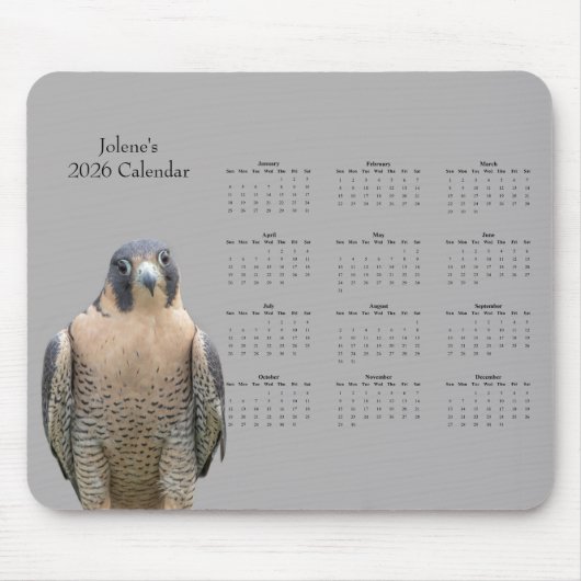 Wanderfalke: 2026 Kalender anpassen Mousepad (Vorne)