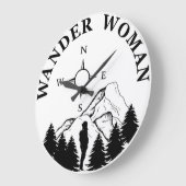 Wanderfrau Camping Große Wanduhr (Winkel)
