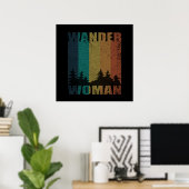 Wanderfrau Camping Vintag Poster (Heimbüro)