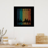 Wanderfrau Camping Vintag Poster (Küche)