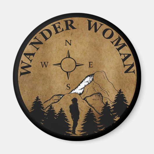 Wanderfrau Wanderung Vintage Magnet (Vorne)