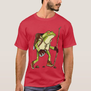 Wanderfrosch zeichnend Frosch mit Rucksack und Sti T-Shirt
