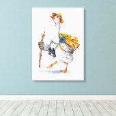 Wandergans mit Rucksack und Binokularfilm Leinwanddruck (Insitu (Holzboden))