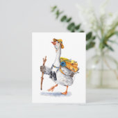 Wandergans mit Rucksack und Binokularfilm Postkarte (Stehend Vorderseite)