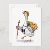 Wandergans mit Rucksack und Binokularfilm Postkarte (Vorne/Hinten)