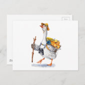 Wandergans mit Rucksack und Binokularfilm Postkarte (Vorne/Hinten)