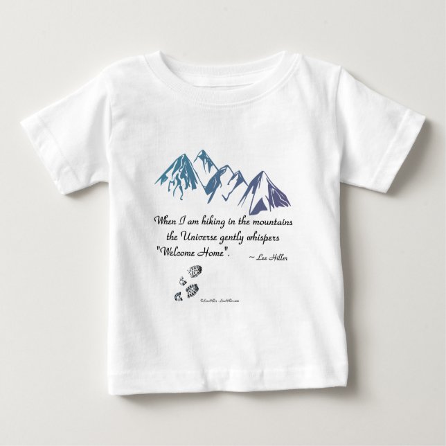 Wandergebirge Universum Flüstern Begrüßung Zuhause Baby T-shirt (Vorderseite)