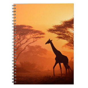 WanderGiraffe Orange Savannah Silhouette Notizblock