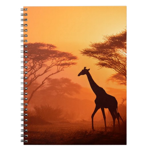WanderGiraffe Orange Savannah Silhouette Notizblock (Vorderseite)