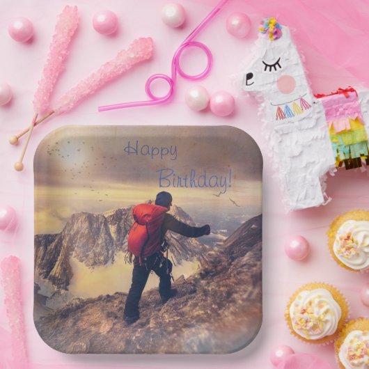 Wanderglücklich zum Geburtstag Pappteller (Party)