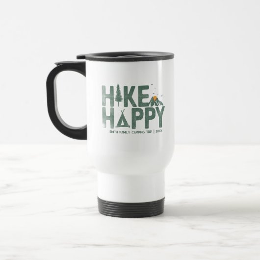 WanderHappy Camper Wandern Personalisiert Reisebecher (Links)