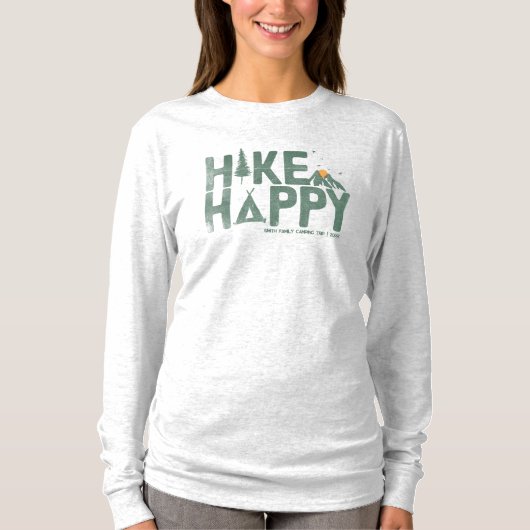 WanderHappy Camper Wandern Personalisiert T-Shirt (Vorderseite)