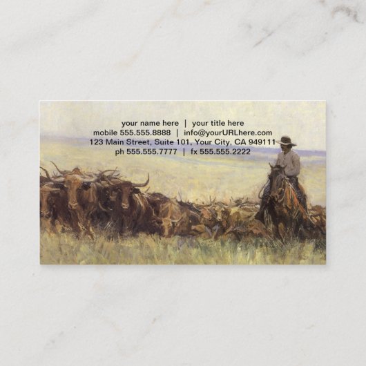 Wanderherd nach Wyoming durch WHD Koerner Visitenkarte (Rückseite)