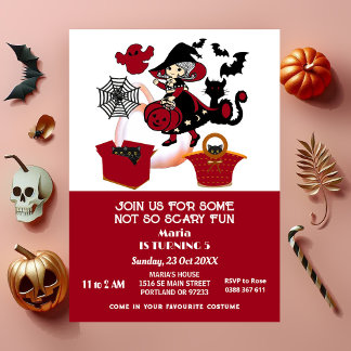 Wanderhexe Halloween Spider Web Kindergeburtstag Einladung