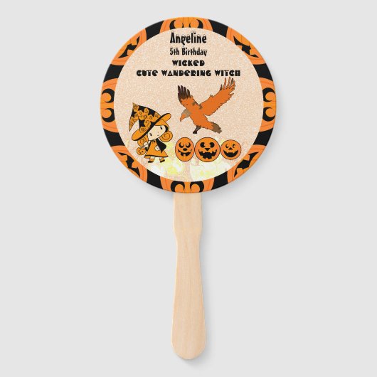 Wanderhexe Raven Halloween Pumpkins Geburtstag Fächer (Vorderseite)